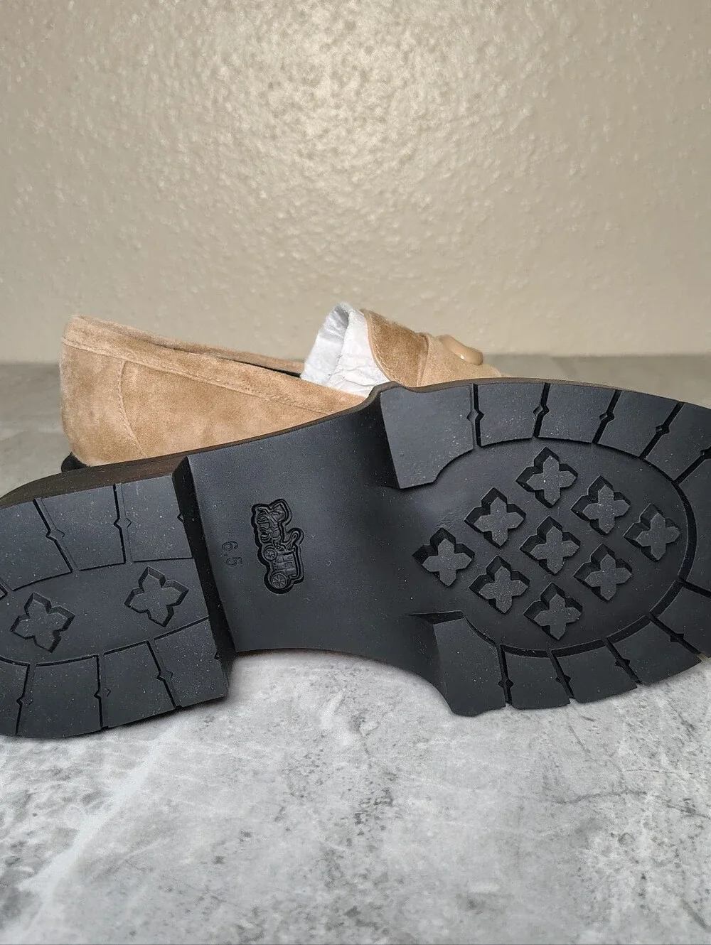 Coach Leah Suede Preppy Loafers Peanut Platform Lug Chunky 6.5